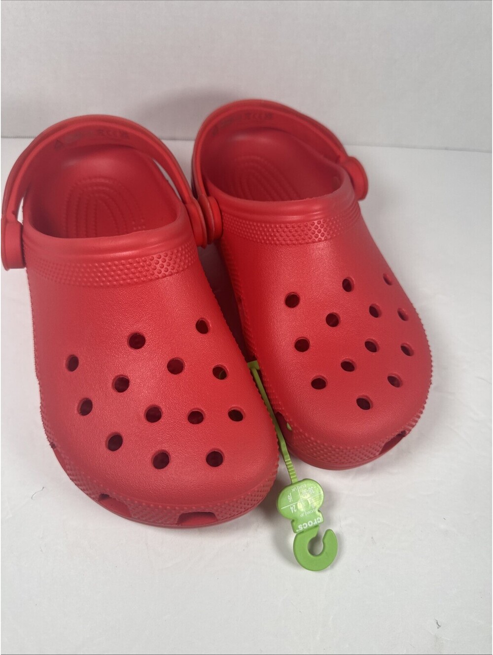 Crocs Classic Clog Kids J6 Red Flame Strap Slip On Shoes New